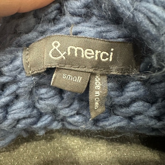 & MERCI Blue Heart Knit Pom Pom Sweater/cardigan - Picture 4 of 6